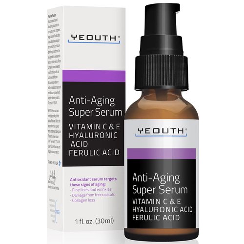 Hyaluronic Acid, Vitamin C Face Serum, Vitamin E, Anti Aging Serum with Vitamin C and Hyaluronic Acid Serum Targets Dark Spots and Wrinkles, Face Serum for Women and Men by YEOUTH