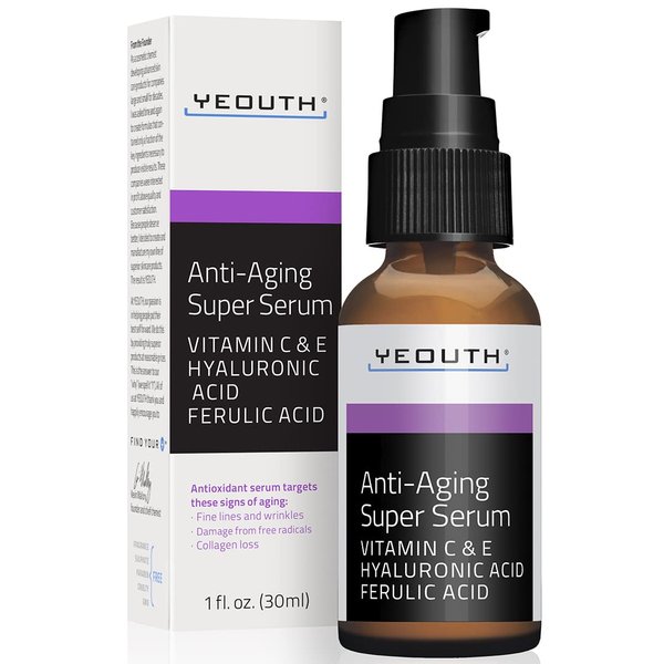 Hyaluronic Acid, Vitamin C Face Serum, Vitamin E, Anti Aging Serum with Vitamin C and Hyaluronic Acid Serum Targets Dark Spots and Wrinkles, Face Serum for Women and Men by YEOUTH