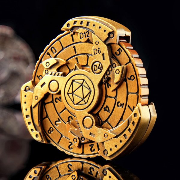 7-in-1 Spinner DND Dice Set, Rotate Metal Rotate Dungeons and Dragons DND Compass Dice, Cool RPG Role Playing Table Game Dice（Gold）
