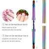 Ycyan 2Pcs Dual-ended Nail Design Brushes Rhinestone Handle UV Gel Nail Brush Set Professional Nail Art Tools Rainbow