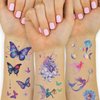Ozepao Glitter Temporary Tattoos for Girls, 12 Sheets of Mixed Butterfly, Fairy, Mermaid Tattoo Stickers for Kids, Waterproof Fake Tattoos for Birthday Party Favors and Supplies