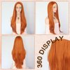 Sapphirewigs Orange Wig Long Natural Straight Wave Wigs Synthetic Lace Front Hair Replacement Wigs Beauty Blogger Daily Makeup Cosplay Ginger Wig for Women Halloween Costumes Wigs