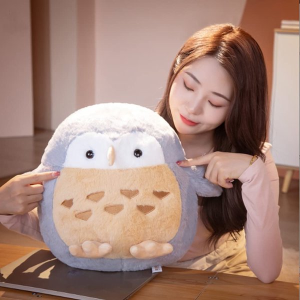 YUDONG Stuffed Owl Animal Plush Kids Pillow,Super Soft Owl Plush Toys,Christmas Birthday Gifts for Boys Girls Kids Toddlers. (14.5",Grey)