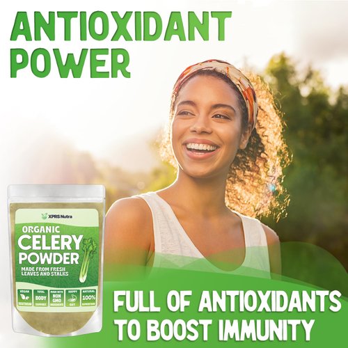 XPRS Nutra Organic Celery Powder - Celery Organic Fresh Powder Antioxidant - Premium Celery Powder Organic - Vegan Friendly Celery Fresh Powder (4 Ounce)