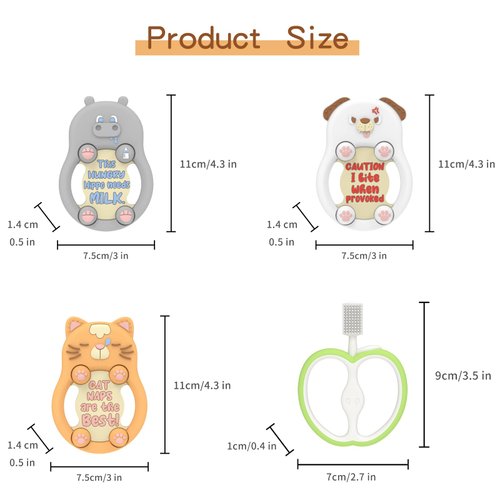 Baby Teething Toys, Teethers for Babies 3 Months+, Baby Teether for Teething Relief, 4PCS Funny Unisex Newborn Gifts for Baby Showers & Registries(4 PCS)