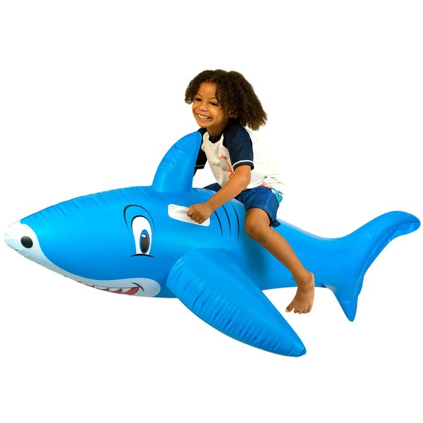 Ride on Shark Pool Float. Fun Easy to use Kids Inflatable Shark Pool Toy. The Ulitmate Summer Shark Fun.