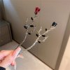 Retro Metal Hairpin Rose Flower Hair Chopsticks Handmade Hair Stick Classic Hair Pins for Women ladies Girls 2PCS-Black&Red 001