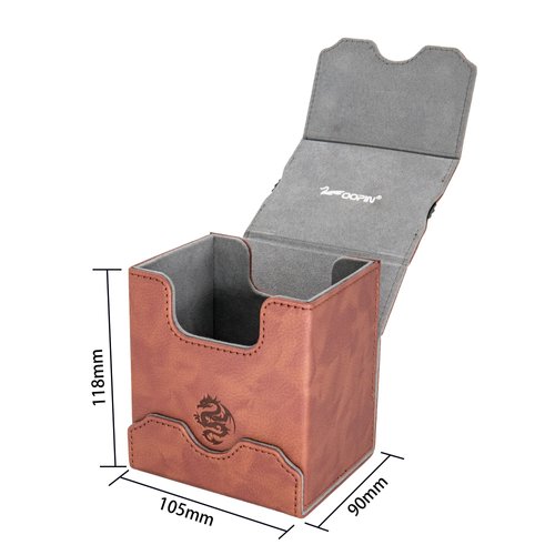 Zoopin Leather Deck Box with Built-in Spinning Life Counter, Brown for MTG,Yugioh,Pokeman,TES Legacy,Munchkins CCG Decks and Also Small Tokens or Dice- Hold 100 Sleeved Cards or 150 Naked Cards …