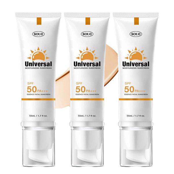 Tinted Sunscreen For Face SPF 50, Universal Protector Solar 50 Face Sunscreen Moisturizer, No Sticky, Hydrating travel size Sunscreen, 50ml (3, Tinted)