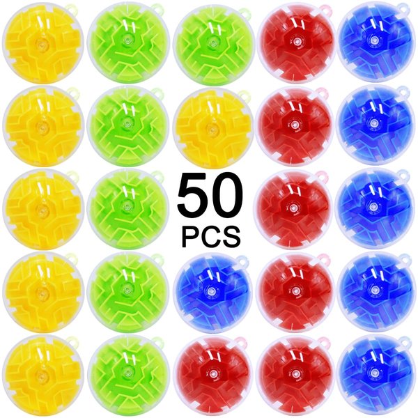 50 Pack 3D Puzzle Ball Brain Games Toy, Mini Puzzle Ball Games for Kids Ages 6 7 8-10 Boys Girls Adults, Brain Teaser Fidget Toys, Magic 3D Maze Ball for Boys Girls Birthday Gifts Classroom Prize
