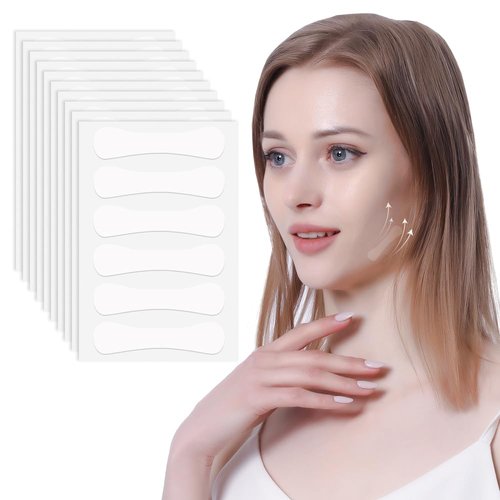 Face Lifting Tapes, 60pcs Face Lift Stickers Ultra-thin Invisible Face Tape for Instant Face Lifting, Hiding Facial Neck Wrinkles V-face Tightening Lifting Saggy Skin (Hourglass Shape Face Tapes)