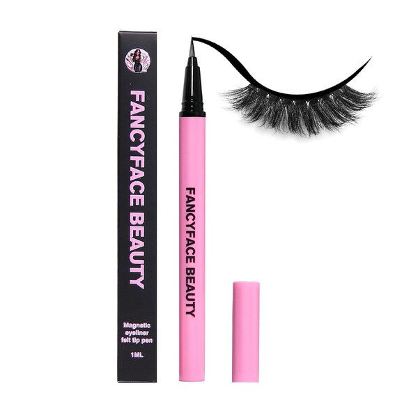 FANCYFACE BEAUTY Magnetic Eyeliner Only - Black | Waterproof Liquid, All-Day Hold for Magnetic Eyelashes,Felt Tip Eyeliner Pen, Sweatproof, Paraben-Free - 1ml