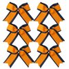 8 Inch 2 Colors Cheerleader Bows 2 Layers 6 Pcs Ponytail Holder Cheerleading Bows Hair Elastic Hair Tie (Navy Blue/Orange)