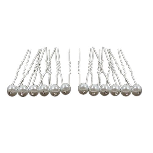 Shop Ginger wedding Pearl Studded Single Crystal Hair pins pack 10