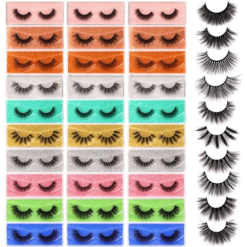 False Eyelashes 30 Pairs Natural 3D Faux Mink Lashes Pack Handmade Eye Lashes Wholesale 10 Styles