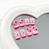 Press on Nails Short Square French Tip Fake Nails Pink Full Cover Strawberry False Nails with Bow Charm Designs Glossy Glue on Nails Cute Acrylic Nails Artificial Nails for Women Girls