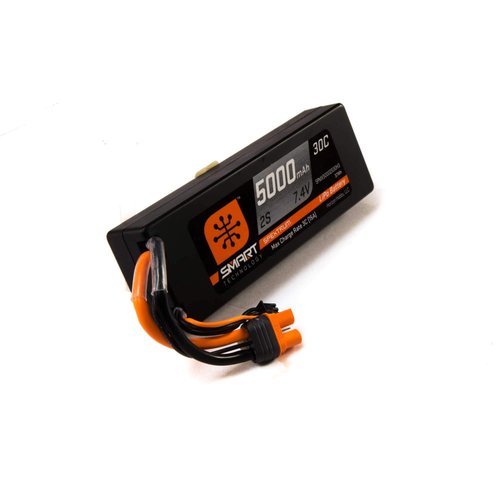 Spektrum Smart RC LiPo Battery Pack: 5000mAh 2S 7.4V 30C with IC3 Connector (EC3 Compatible), Hard Case, SPMX50002S30H3 , Black