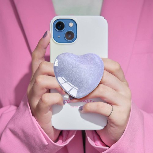 Ksadiye Expandiing Moblile Cell Phone Grip Heart Shape Glass Holder for Smartphones, Cellphone Collapsible Stand（ Purple