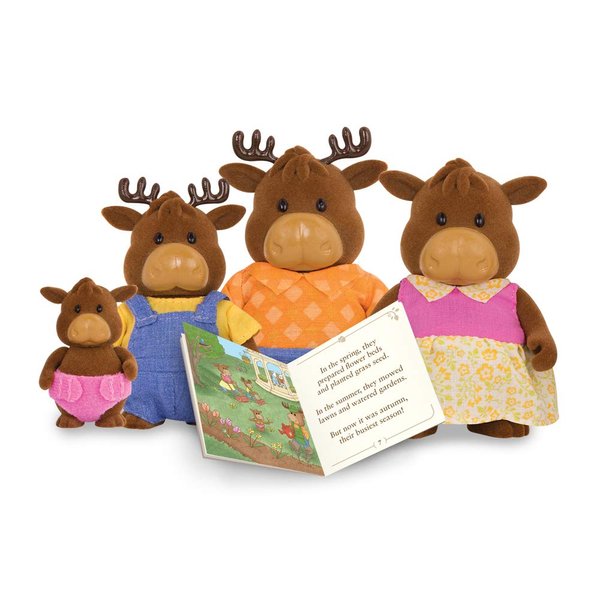 Li'l Woodzeez Moose Family Set – Vanderhoof Moose with Storybook – 5pc Toy Set with Miniature Animal Figurines – Family Toys and Books for Kids Age 3+