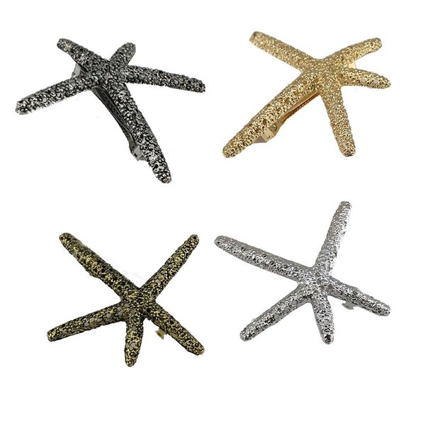 yueton Pack of 4 Nice Hollow Starfish Beach Sea Star Hairpin Hair Clips Accessories Barrettes Bobby Pin Wedding Bridesmaids Bridal Headwear Headdress