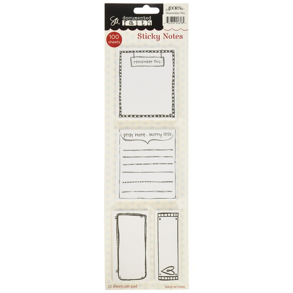 Adorn-It 91618 Documented Faith Sticky Notes (4 Pack), Remember This, White