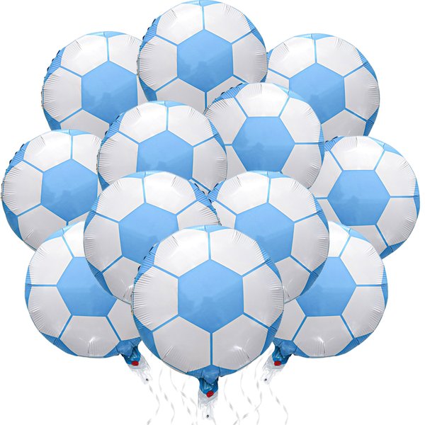 Blue Soccer Balloons, 20pcs Football Sports Birthday 18 inch Blue Soccer Balloon for Baby Shower for Boy Blue Soccer Balloons Birthday Sport Themed Party Decoration Race Car Party Supplies