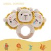 Youuys Wooden Baby Rattle Toys, Easter Rattle for Baby Crochet Lion Rattle Toy Natural Wood, Shaker Rattle for Hand Grips, Boy Girl First Rattle Gift, Newborn Gifts (Lion)