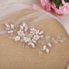 Bride Wedding Hair Comb Pearl Flower Hair Piece Rhinestone Bridal Hair Accessories for Women (Silver)