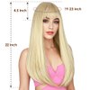 ENTRANCED STYLES 𝐁𝐥𝐨𝐧𝐝𝐞 𝐖𝐢𝐠 𝐰𝐢𝐭𝐡 𝐁𝐚𝐧𝐠𝐬, Long Straight Wigs for Women Natural Hair Wigs Synthetic Blonde Wigs for Girls Daily Party Halloween Cosplay Wig 22 Inch
