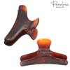 Parcelona French Flat Salon Style Medium 3 1/4 Inch Covered Spring Tortoise Jaw Hair Claw Clip Clutcher Clamp Clasp