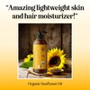 Organic Sunflower Oil for Skin Hair & Nails - 100% Pure Sunflower Seed Oil for Organic Skin Care & Natural Beauty DIYs - USDA Organic Certified Dermatologist Tested Non-GMO & Hexane Free (16 Fl Oz)