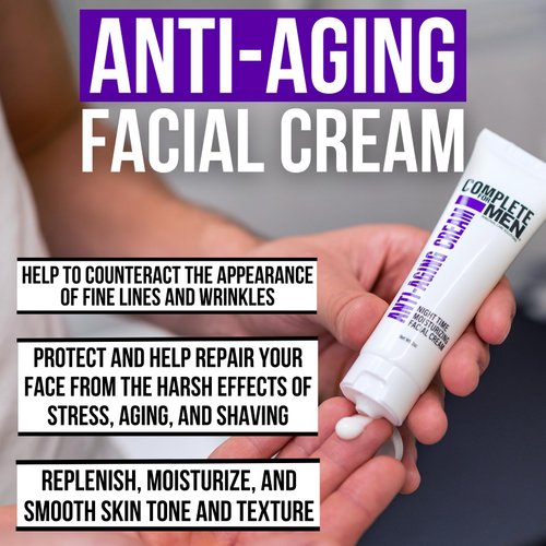 COMPLETE FOR MEN - Anti-Aging Face Cream for Men, Night Cream Anti-Aging Face Moisturizer: For Fine Lines, Repair and Protect, Anti Wrinkle Face Cream, Natural Mens Anti-Aging Treatment and Skin Care