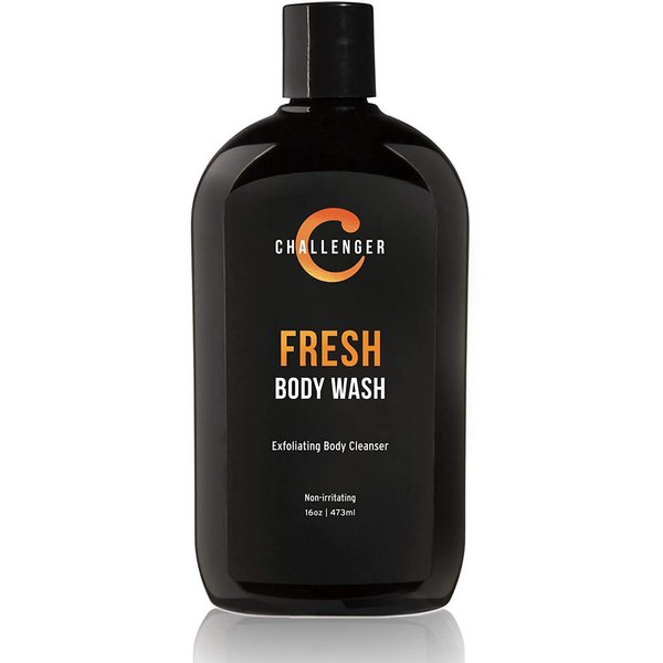 Challenger Men’s Fresh Body Wash, 16 Ounce | Exfoliating Cleanser with Aloe, Vitamin E, Tea Tree & Jojoba Oils | Moisturizing, Scrubbing Lather for Smooth, Strong Skin | Gentle Cleaning