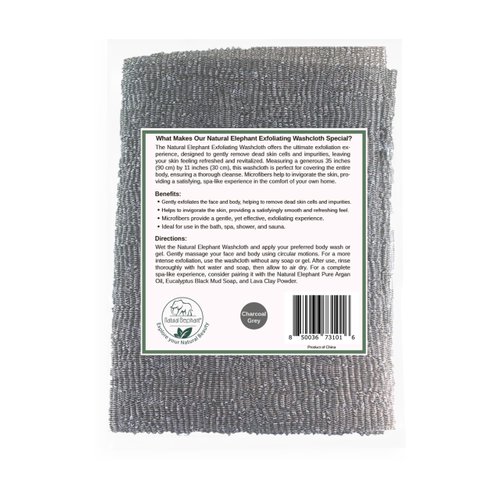Natural Elephant Exfoliating Washcloth - Pearl White Japanese Shower Scrubber for Body - Single Washcloth for Gentle Skin Exfoliation