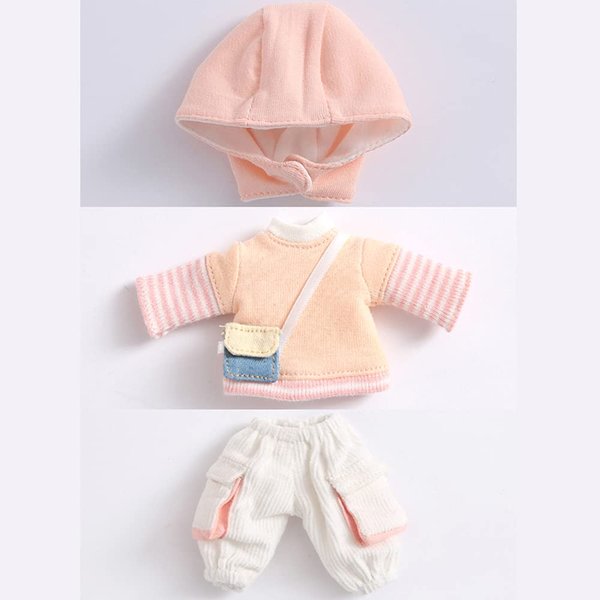 XiDonDon 1/12 BJD Doll Clothes Hat + Shirt + Pants Doll Accessories Set for OB11,YMY 4.3 Inches Doll Body,GSC,Body9 Toys Doll Clothing (Pink)
