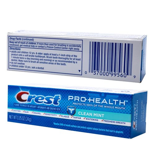 Crest Pro-Health, Clean Mint Toothpaste, Travel Size 0.85 oz (24g) - Pack of 6