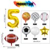 9 Pieces Sports Balloons, Football, Basketball, Baseball, Volleyball, Golf and Soccer Foil Balloon, Sports Birthday Number Mylar Foil Balloon, Sport Theme Birthday Party Supplies Decorations (5th)