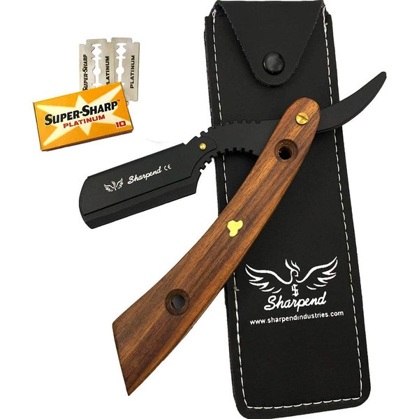 Professional Wood Barber Edge Razor-Salon Quality Cut Throat Shavette Straight Razor, Premium Stainless Steel Quality Single Blade Straight Edge - Moustache & Beard Shaper Men's Manual Shaver Safety