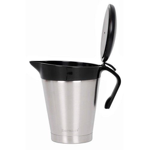 Rorence Stainless Steel Double Insulated Gravy Boat Sauce Jug with Hinged Lid for Thanksgiving Dinner - 32 Oz