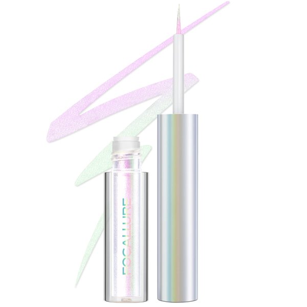 FOCALLURE Chameleon Liquid Eyeliner,Intense Color Shifting Eyeliner Pen,Metallic Multi-Reflective Finish,Sweatproof,Smudge-proof,Ultra-Fine Tip,CRYSTAL SOUL