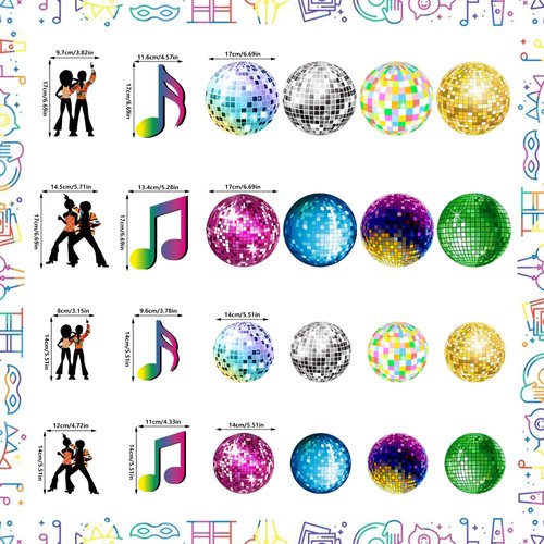 54 Pieces Disco Party Decorations Disco Ball Hanging Swirls 70s Party Hanging Swirls Ceiling Decor for Disco Fever Party 70s Hippie Birthday Party Favors Supplies (Colorful)