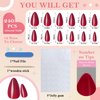Bellelfin 240Pcs Almond Press on Nails Short, Glossy Red Fake Nails Full Cute False Nails Solid Color Acrylic Almond Nails Press on with 5 Sheets Adhesive Tabs for Women Girls Fingernails Artificial