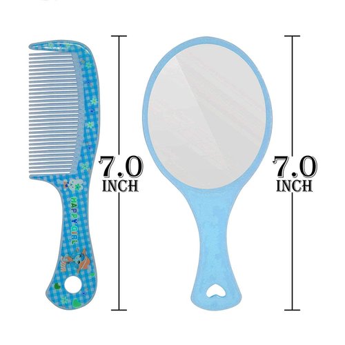 Export Quality Mini Hair Comb with Makeup Mirror for Travel Use/Comb With Portable Mirror Pack Of 2 (Blue)