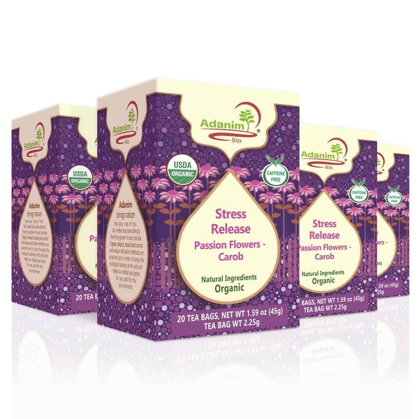 Adanim Bio Passion Flower Tea, Value Pack 80 Teabags, Calming and Relaxing Tea, Passionflower Tea Bags, Caffeine Free Pasiflora Tea for Calming and Relaxation