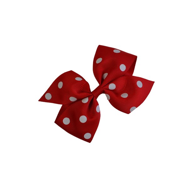 Funny Girl Designs Polka Dot Pinwheel Bow, (Alligator Clip, Red with White Dots)