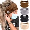 Button for Mask Women Nurses Headband No Slip Elastic Ear Protection Men Doctors Hairband Knotted Sport Sweatband Head Bands for Protect Ear (Pack of 4) (Headbands + Button 4)