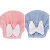 LUGEMA Super Absorbent Hair Towel Wrap for Wet Hair, Microfiber Hair Drying Caps Soft Absorbent Quick Drying Cap for Curly Thick Hair, Fast Drying Hair Turban Wrap Cap for Girls and Women (Pink+Blue)