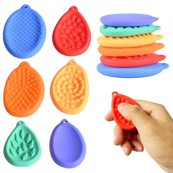 Aokeleilei Fidget Toys Sensory Stone for Kids, 6 Pack New Textured Worry Stone for Autism ADHD Teens Calm Down Quiet Anxiety Fidgets Stress Toys for Students Anxiety Relief