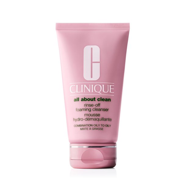 Clinique All About Clean Rinse-Off Foaming Facial Cleanser With Hyaluronic Acid + Glycerin For Oily Skin Types | Dissolves Makeup + Sunscreen, 5 Fl Oz