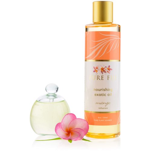 PURE FIJI Nourishing Exotic Body Oil - Natural Coconut Oil for Skin in Bath & SPA with Vitamin E - Body Oil, Massage Oil, Body Lotion For Women and Men, Mango, 8oz